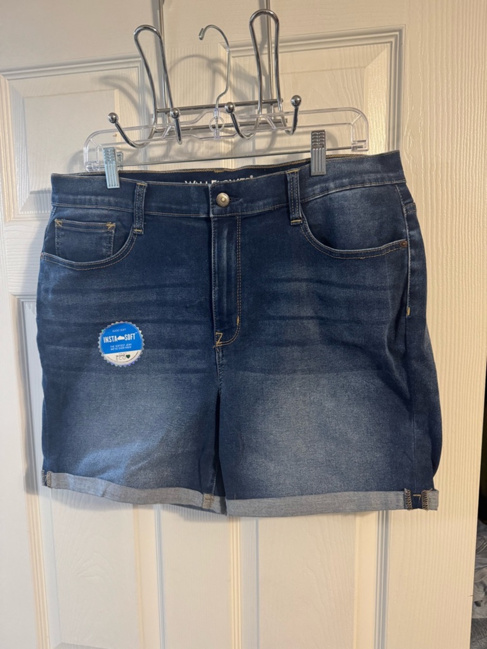 Wallflower Dark Blue Rolled-Hem Denim Shorts